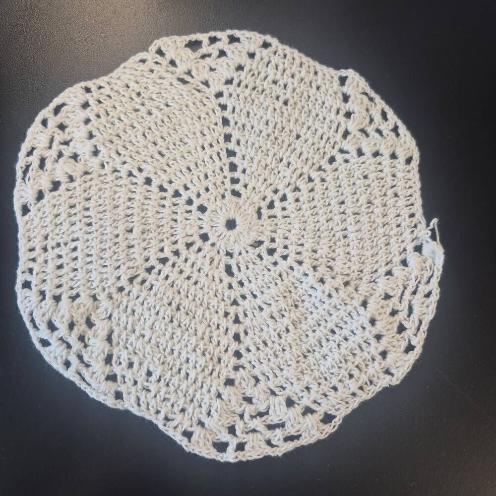 Doily, Vintage White Cotton 7.25", handmade in 1930